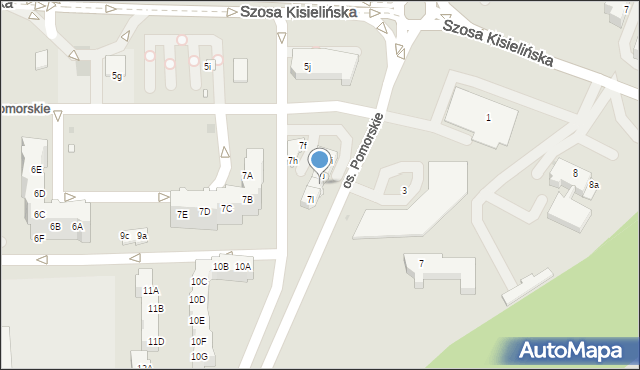 Zielona Góra, Osiedle Pomorskie, 7k, mapa Zielona Góra