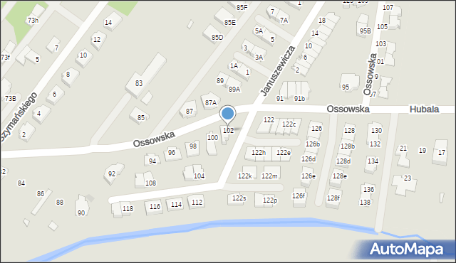 Zielonka, Ossowska, 102, mapa Zielonka