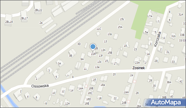 Zielonka, Ossowska, 11A, mapa Zielonka