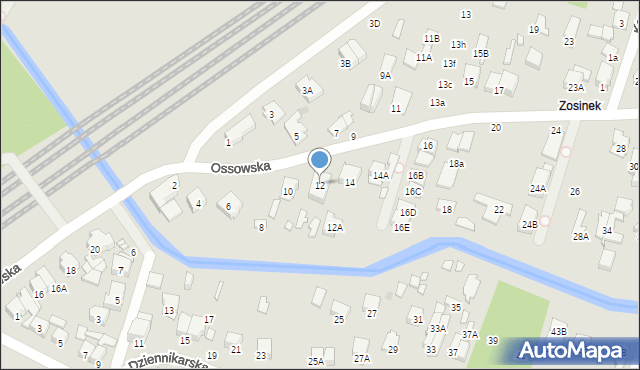 Zielonka, Ossowska, 12, mapa Zielonka
