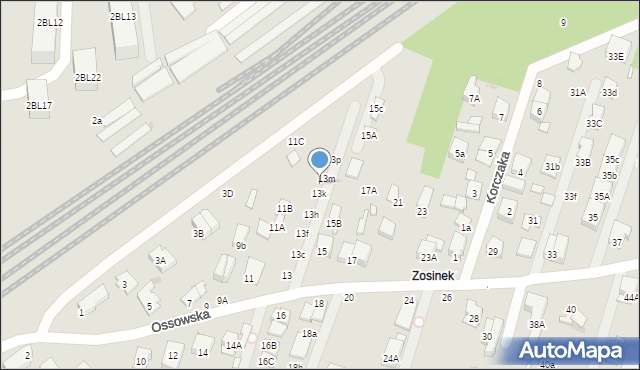 Zielonka, Ossowska, 13, mapa Zielonka