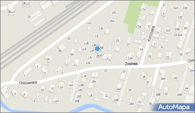 Zielonka, Ossowska, 15, mapa Zielonka