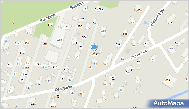 Zielonka, Ossowska, 61A, mapa Zielonka