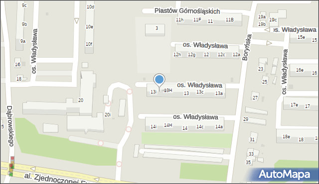 Żory, Osiedle Księcia Władysława, 13g, mapa Żor