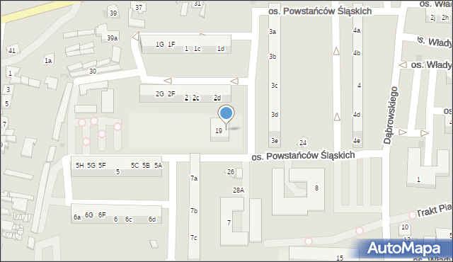 Żory, Osiedle Powstańców Śląskich, 24A, mapa Żor