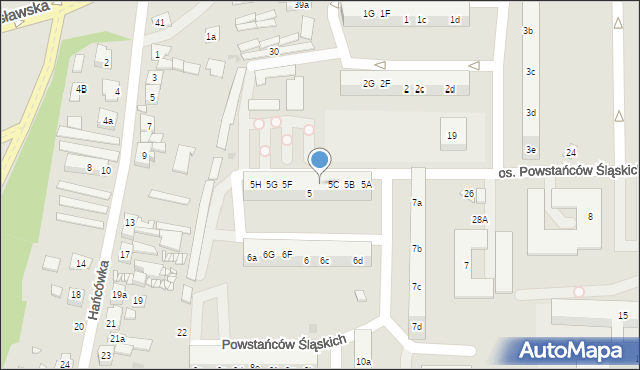 Żory, Osiedle Powstańców Śląskich, 5D, mapa Żor