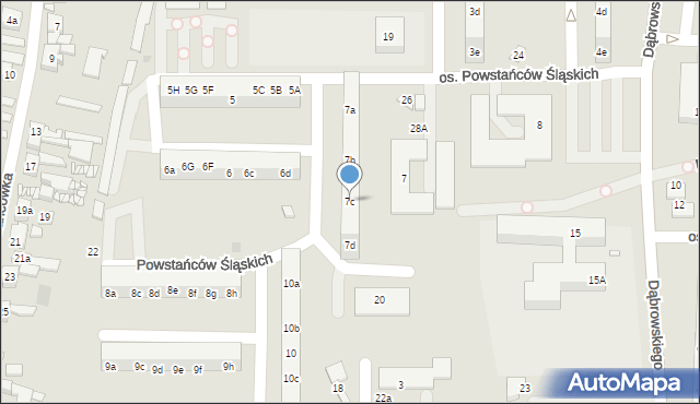 Żory, Osiedle Powstańców Śląskich, 7c, mapa Żor