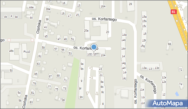 Żory, Osiedle Korfantego, 10C, mapa Żor