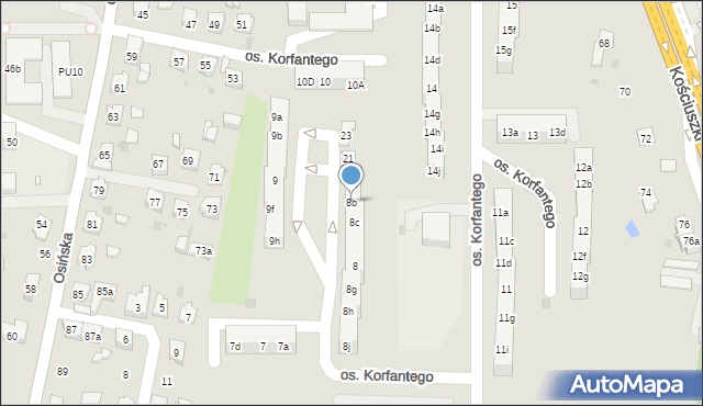 Żory, Osiedle Korfantego, 8b, mapa Żor