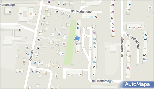 Żory, Osiedle Korfantego, 9f, mapa Żor