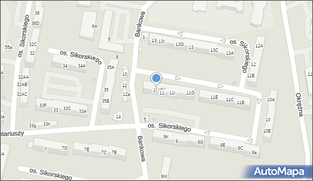 Żory, Osiedle Sikorskiego Władysława, gen., 11K, mapa Żor