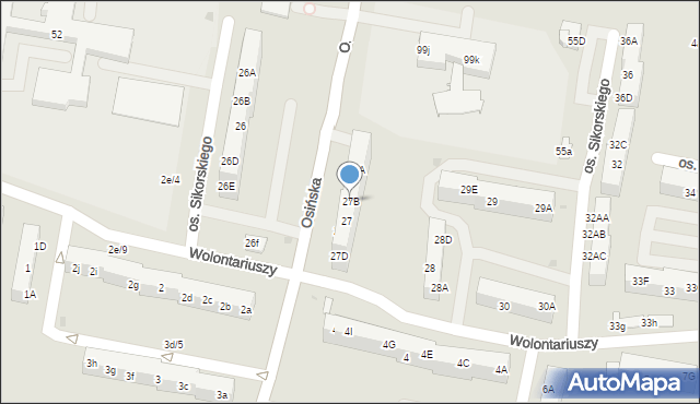 Żory, Osiedle Sikorskiego Władysława, gen., 27B, mapa Żor