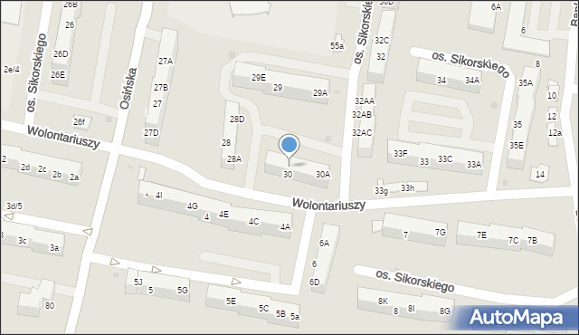 Żory, Osiedle Sikorskiego Władysława, gen., 30C, mapa Żor