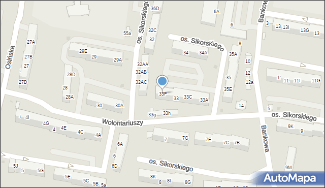 Żory, Osiedle Sikorskiego Władysława, gen., 33F, mapa Żor