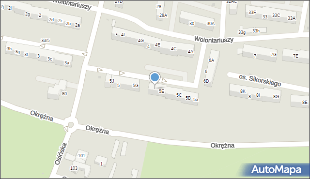 Żory, Osiedle Sikorskiego Władysława, gen., 5F, mapa Żor