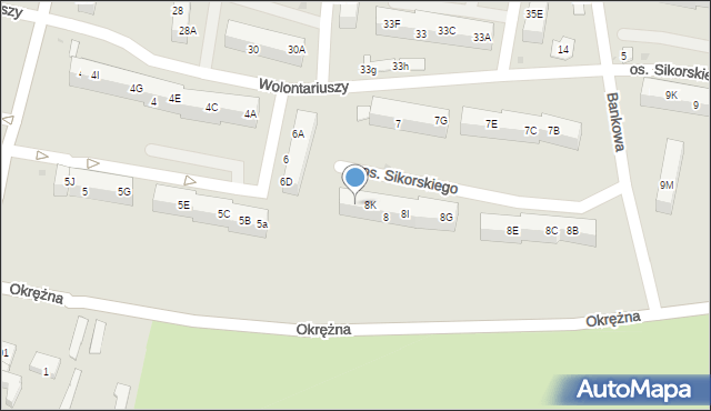 Żory, Osiedle Sikorskiego Władysława, gen., 8L, mapa Żor