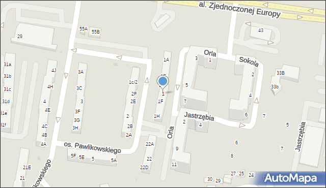 Żory, Osiedle Pawlikowskiego, 1, mapa Żor