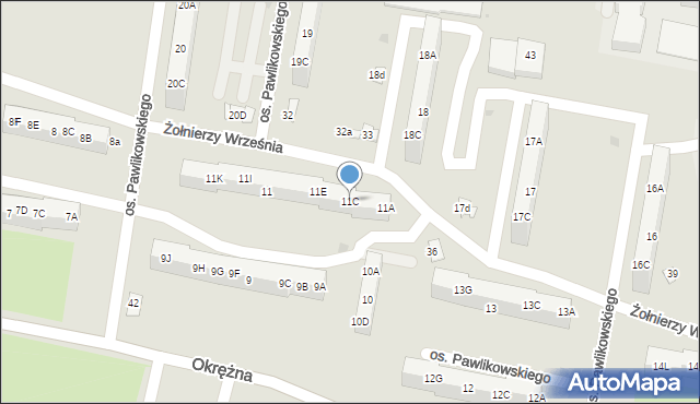 Żory, Osiedle Pawlikowskiego, 11C, mapa Żor