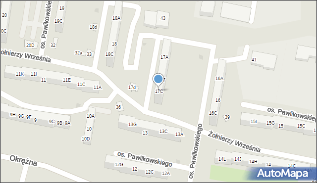 Żory, Osiedle Pawlikowskiego, 17C, mapa Żor