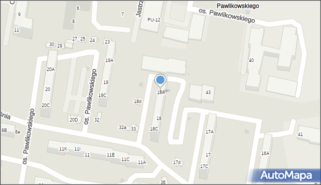 Żory, Osiedle Pawlikowskiego, 18A, mapa Żor