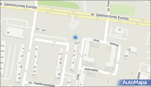 Żory, Osiedle Pawlikowskiego, 1A, mapa Żor