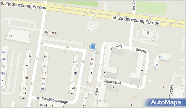 Żory, Osiedle Pawlikowskiego, 1B, mapa Żor