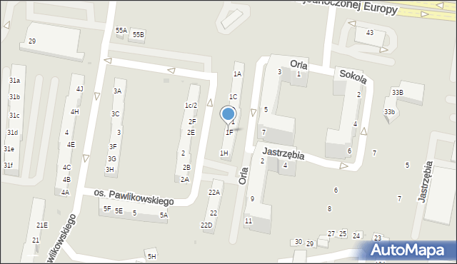 Żory, Osiedle Pawlikowskiego, 1F, mapa Żor