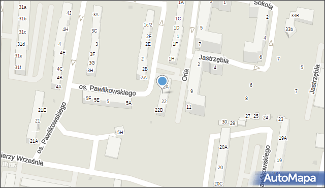Żory, Osiedle Pawlikowskiego, 22B, mapa Żor