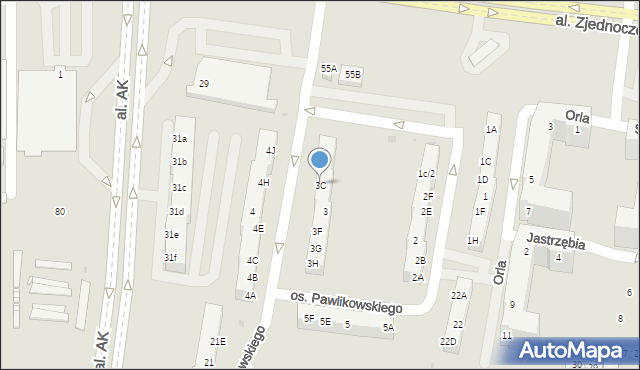Żory, Osiedle Pawlikowskiego, 3C, mapa Żor