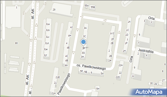 Żory, Osiedle Pawlikowskiego, 3F, mapa Żor