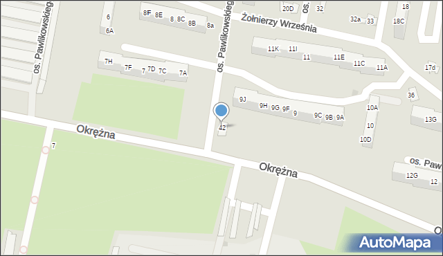 Żory, Osiedle Pawlikowskiego, 42, mapa Żor