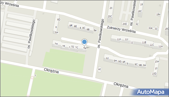 Żory, Osiedle Pawlikowskiego, 7A, mapa Żor