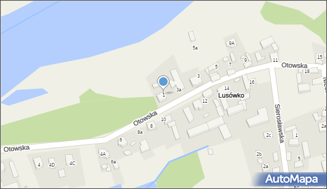 Lusówko, Otowska, 1, mapa Lusówko