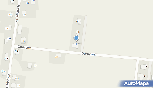 Baczyna, Owocowa, 4F, mapa Baczyna