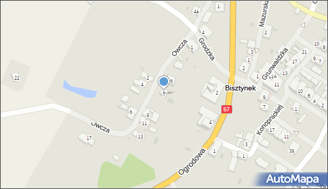 Bisztynek, Owcza, 7, mapa Bisztynek