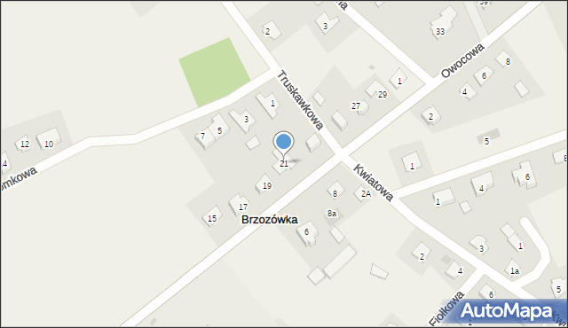 Brzozówka, Owocowa, 21, mapa Brzozówka