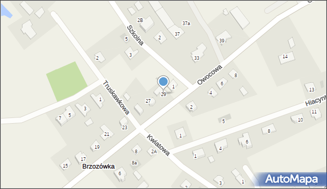 Brzozówka, Owocowa, 29, mapa Brzozówka