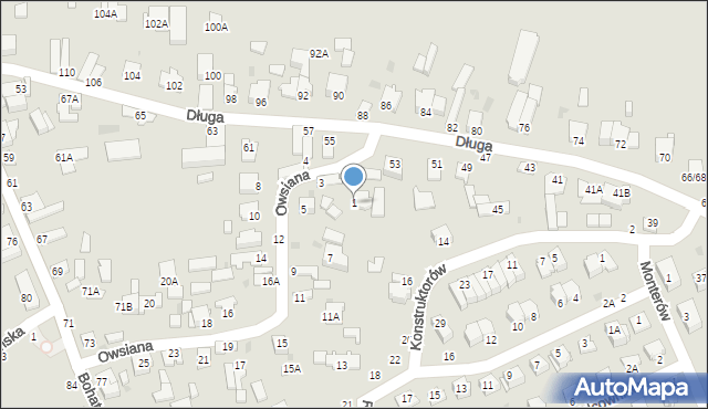 Częstochowa, Owsiana, 1, mapa Częstochowy