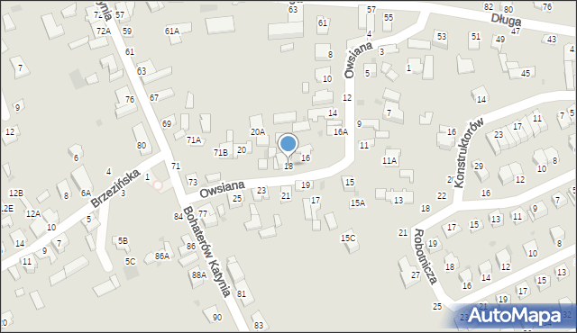 Częstochowa, Owsiana, 18, mapa Częstochowy