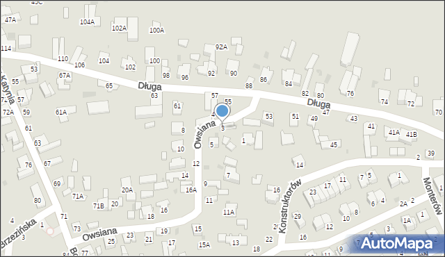 Częstochowa, Owsiana, 3, mapa Częstochowy