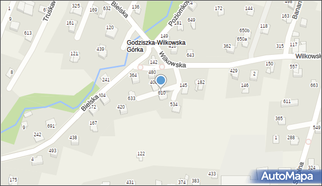 Godziszka, Owocowa, 610, mapa Godziszka