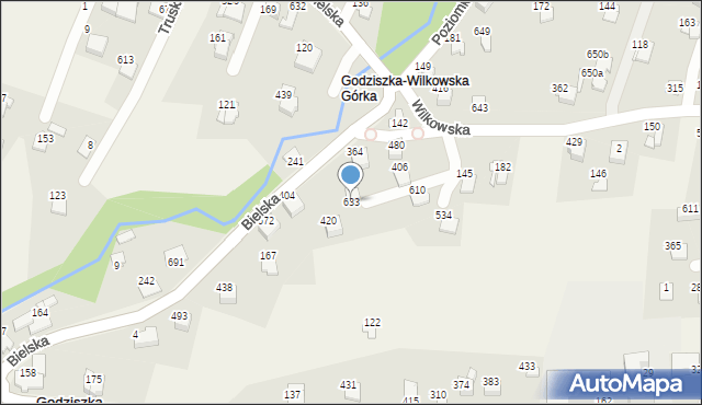 Godziszka, Owocowa, 633, mapa Godziszka