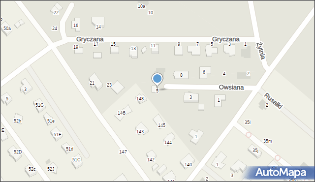 Koszalin, Owsiana, 5, mapa Koszalina