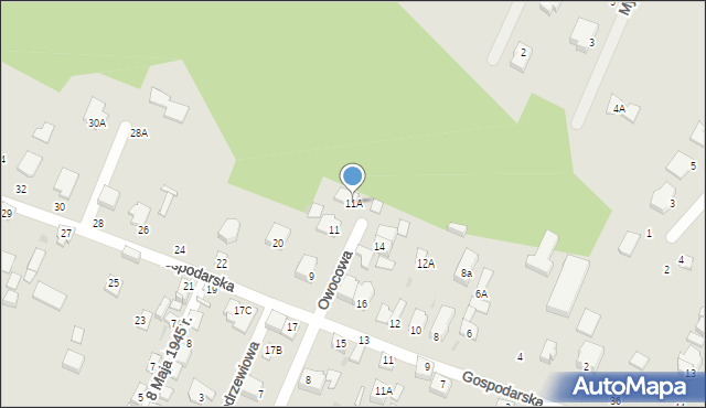 Milanówek, Owocowa, 11A, mapa Milanówek