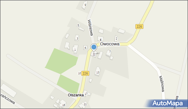 Olszanka, Owocowa, 11, mapa Olszanka