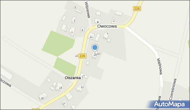 Olszanka, Owocowa, 13, mapa Olszanka