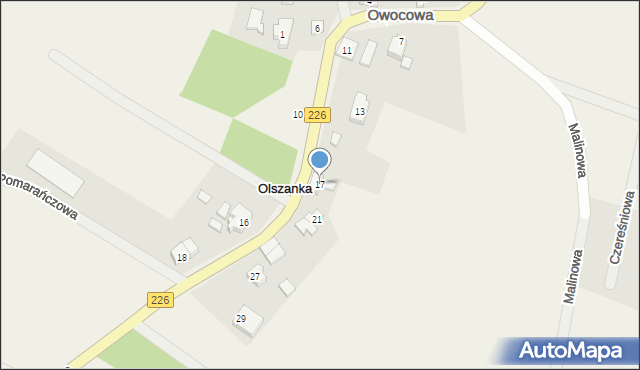 Olszanka, Owocowa, 17, mapa Olszanka