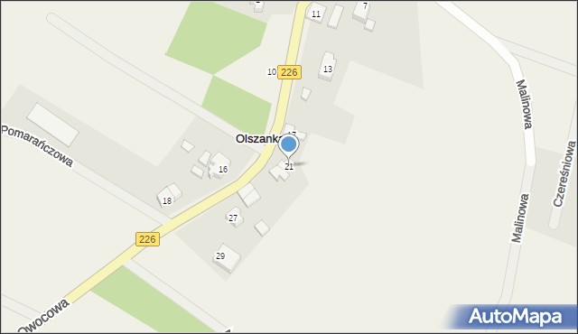 Olszanka, Owocowa, 21, mapa Olszanka