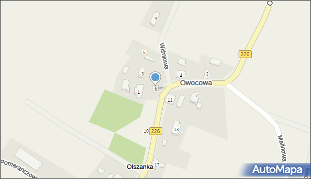 Olszanka, Owocowa, 6, mapa Olszanka