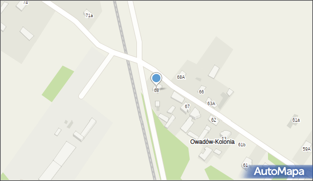 Owadów, Owadów, 68, mapa Owadów